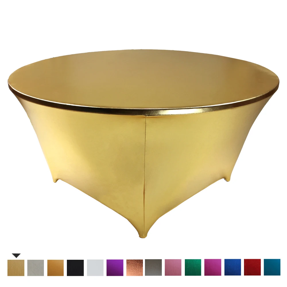 
5ft Golden Metallic Spandex Table Covers Table Cloth 