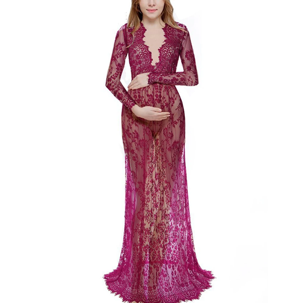 
Fashion Long Sexy Lace Women Photography Dress Maxi Maternity Gown Pregnant Dresses Vestidos 
