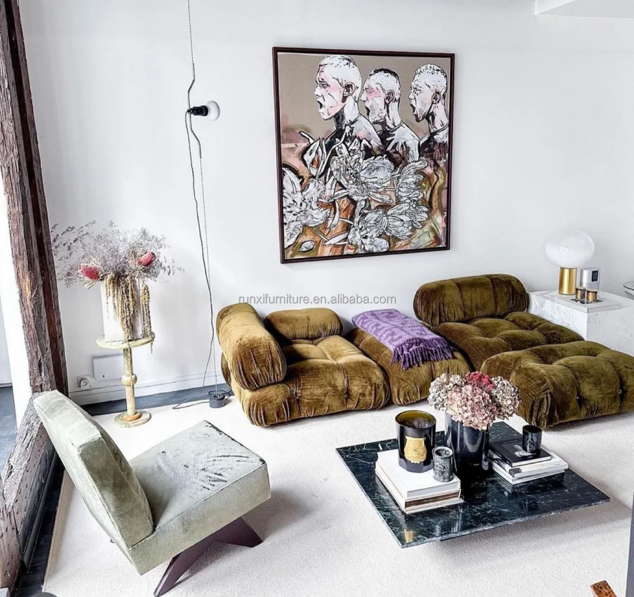 High Quality Sectional Sofa 3 Seater Boucle Fabric Sofa Set Living Room Leather couch home living room furniture