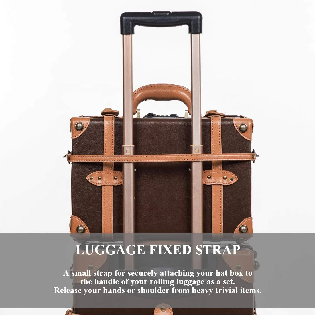 TOURBON VINTAGE LUGGAGE PU TROLLEY SUITCASE WITH LUGGAGE BAG