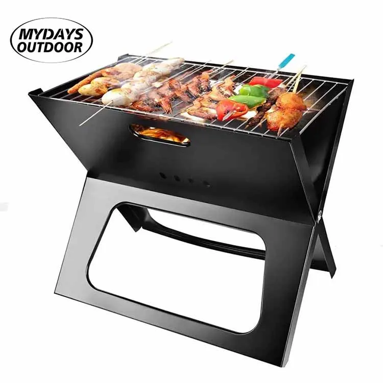Mydays Outdoor Portable Notebook 17.7 Inch Foldable Charcoal Grills Portable X Shape BBQ Grill for Camping Backyard Cooking