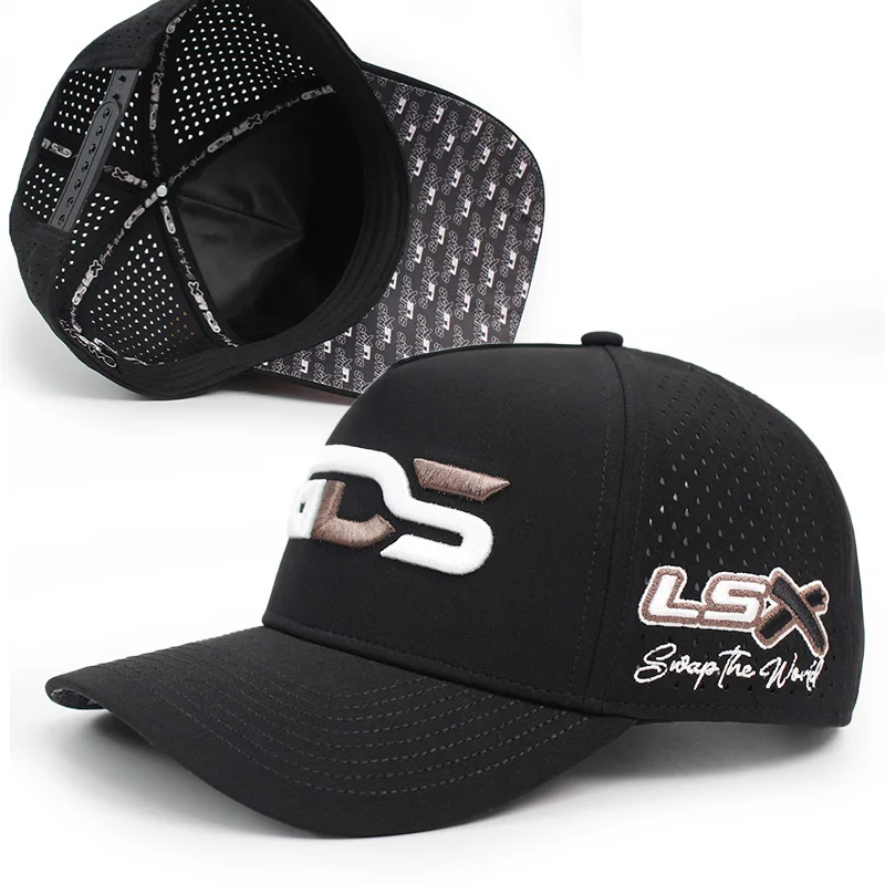 Tour performance perforated mesh golf hat custom 3d embroidered club team soccer fans snapback trucker hat headwear for men