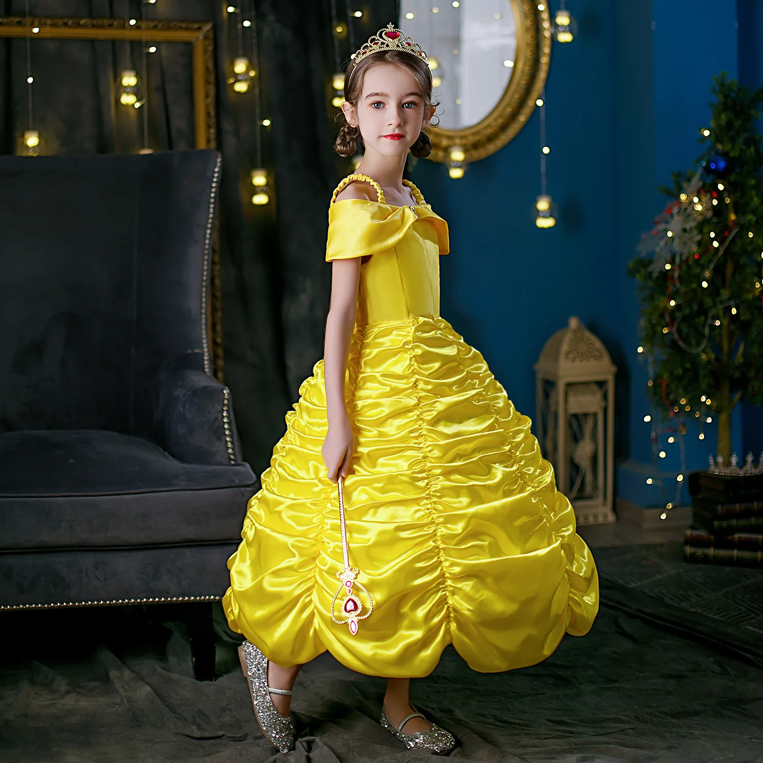 Halloween Party Beauty and the Beast Movie Princess Belle Dress Costumes Christmas Cosplay Baby Girls Dress up Outfits