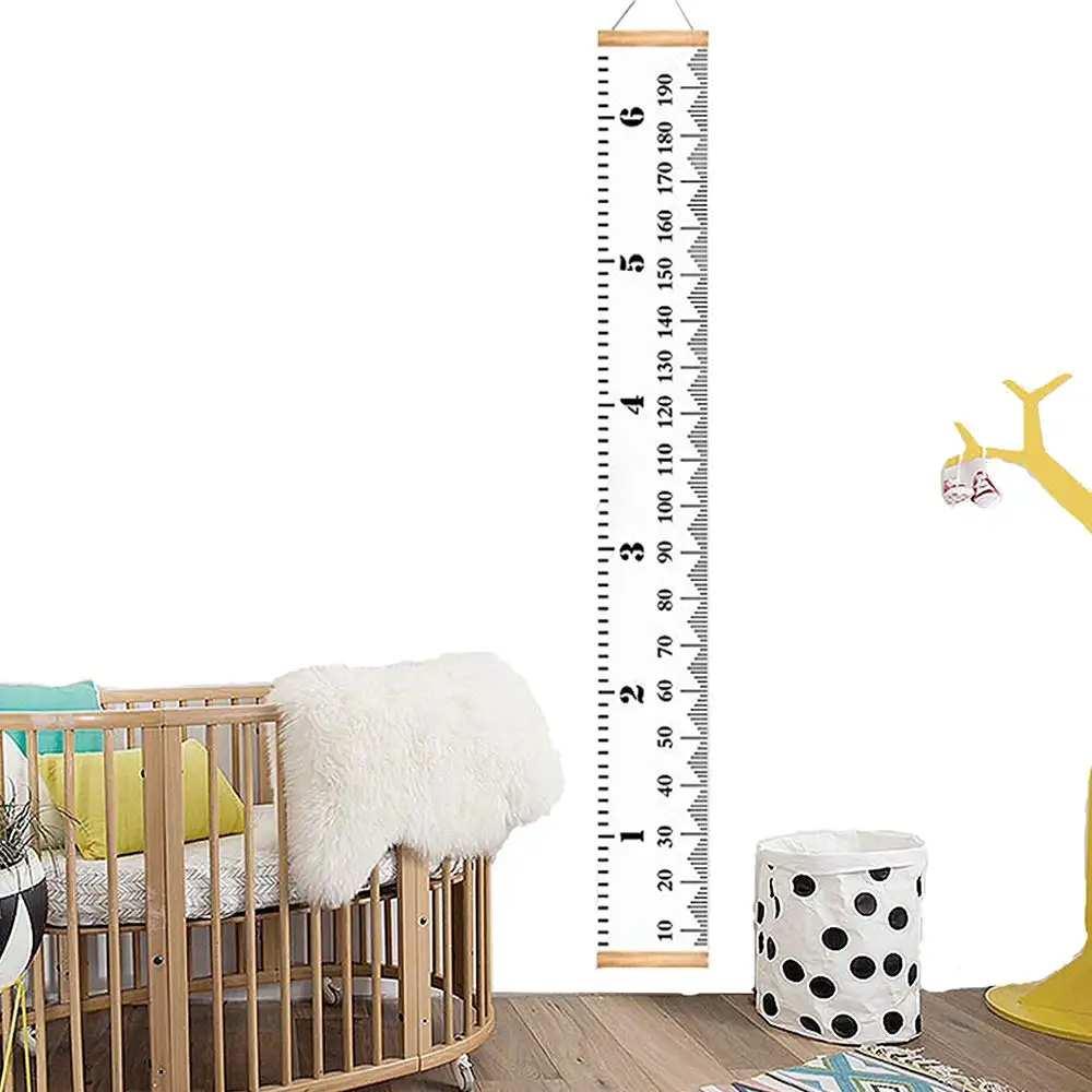 Growth Charts Height Growth Chart Ruler Removable Canvas Wall Hanging Measurement Chart Wood Gift Box for Kids Accurate Baby 50