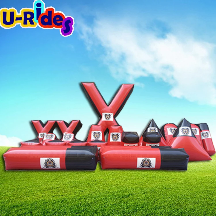 V-shape Green color inflatable tactical Paintball bunker for fun