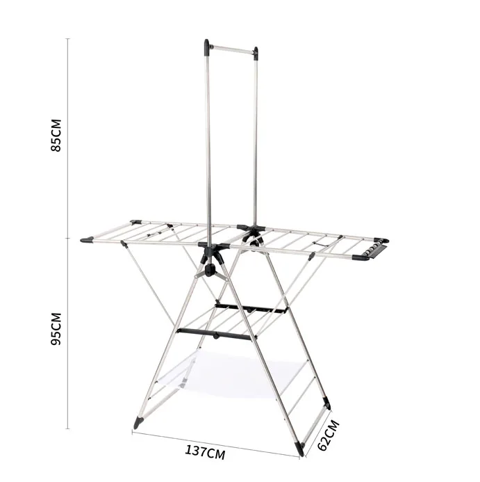 WIREKING 2023 New 14M Drying Space Stainless Steel Cloths Dry Stand Have Socks Clip Shoe Holder Clothes Drying Racks