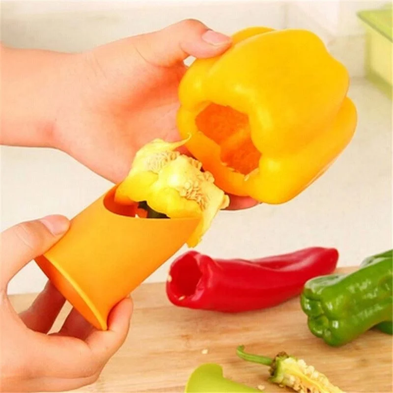 2020 Kitchen Utensil 2in1 Pepper Chili Bell Jalapeno Corer Seed Remover Pepper Chilli Cutter Corer Slicer