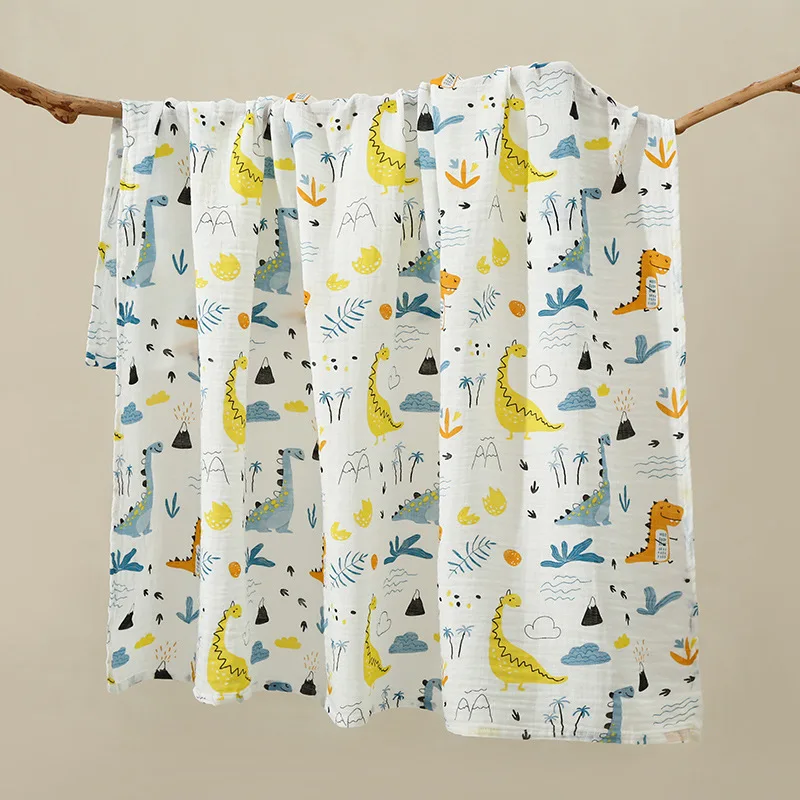 Organic cotton woven bamboo floral baby muslin baby swaddle blanket thick baby 2 sided receiving blanket set custom logo