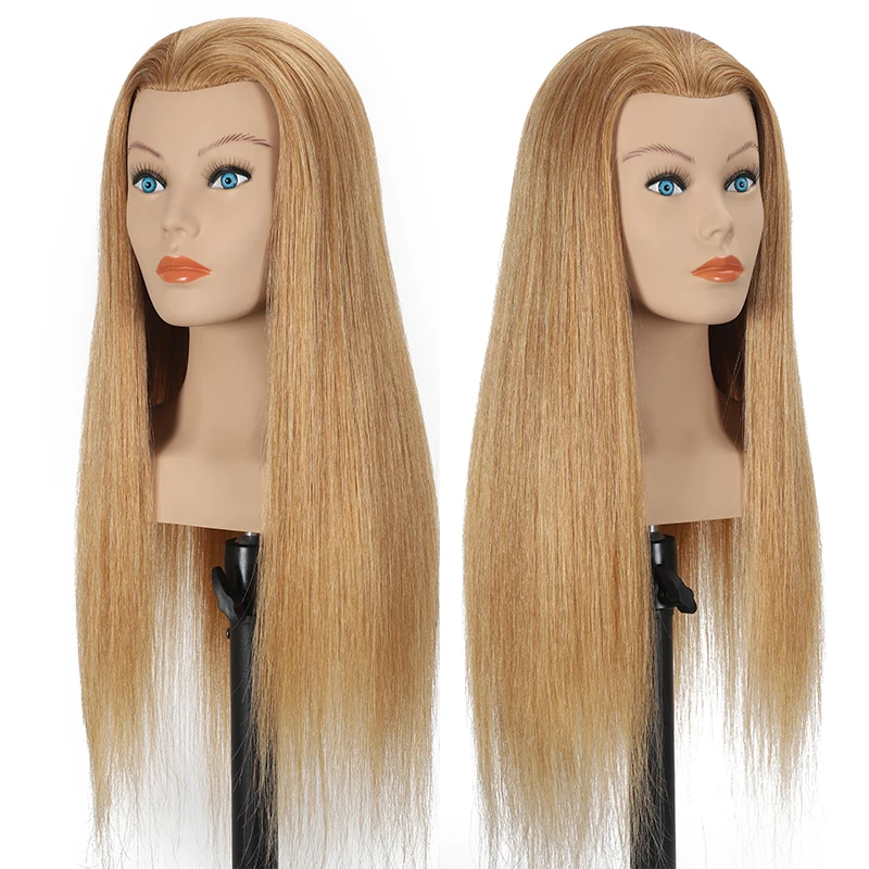 J16 Face Female Makeup Head Mannequin Synthetic or Human Hair PVC Training Head Realistic Model