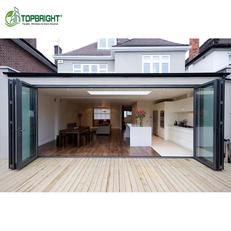 Modern anti mosquito fold door exterior accordion small glass vertical folding aluminum doors for houses