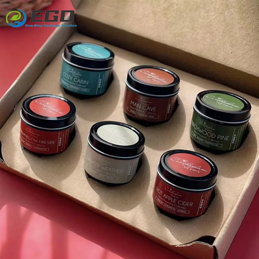 Eco-friendly Mailer Box Set For Glass Custom Kraft Paper Handmade Wax Luxury Candle Glass Jar Box Shipping Packaging For Gift