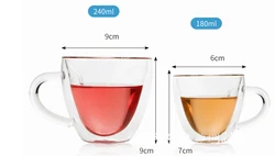 Wholesale O351 Creative Clear Glasses 180 240ml Coffee Mug Transparent Love Cup Heart Shaped Double Wall Glass Mugs