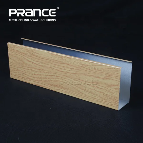 Wooden grain aluminum U shape baffle ceiling design
