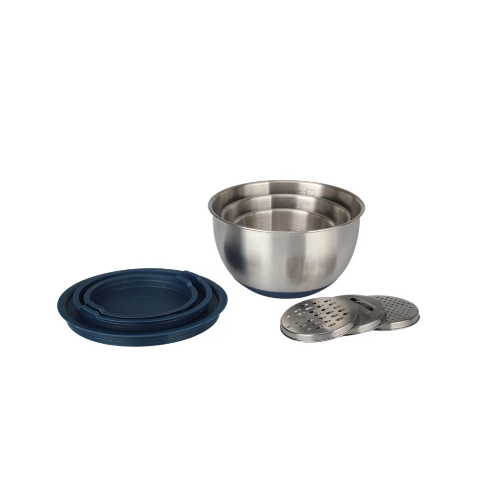 Kitchen Accessories Dinnerware Stainless Steel Mixing Bowls With Lids Set of 5 Salad Bowl With Grater