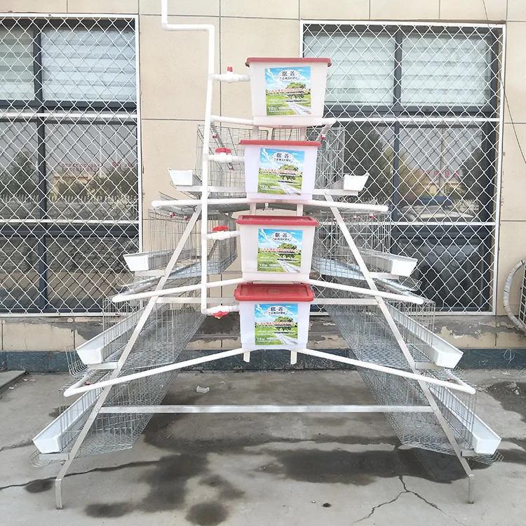 Hot Sale a Type 3 Tiers/4 Tiers Galvanized Layer Chicken Cage With Manure Scraper Animal Poultry Cage Farms Used