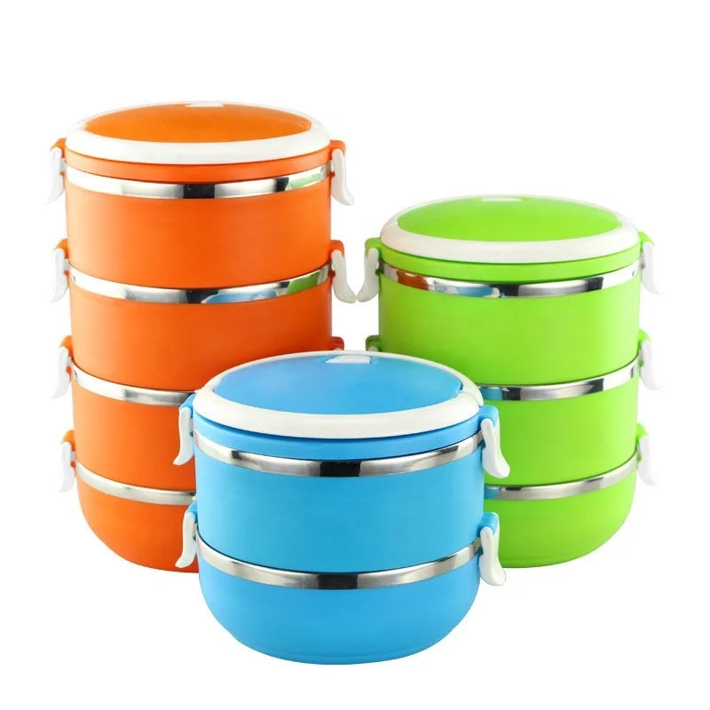 Amazon Hot sale High Quality Stackable  2/3/4 Layer Loncheras Stainless Steel Thermal Insulation Bento Lunch Box