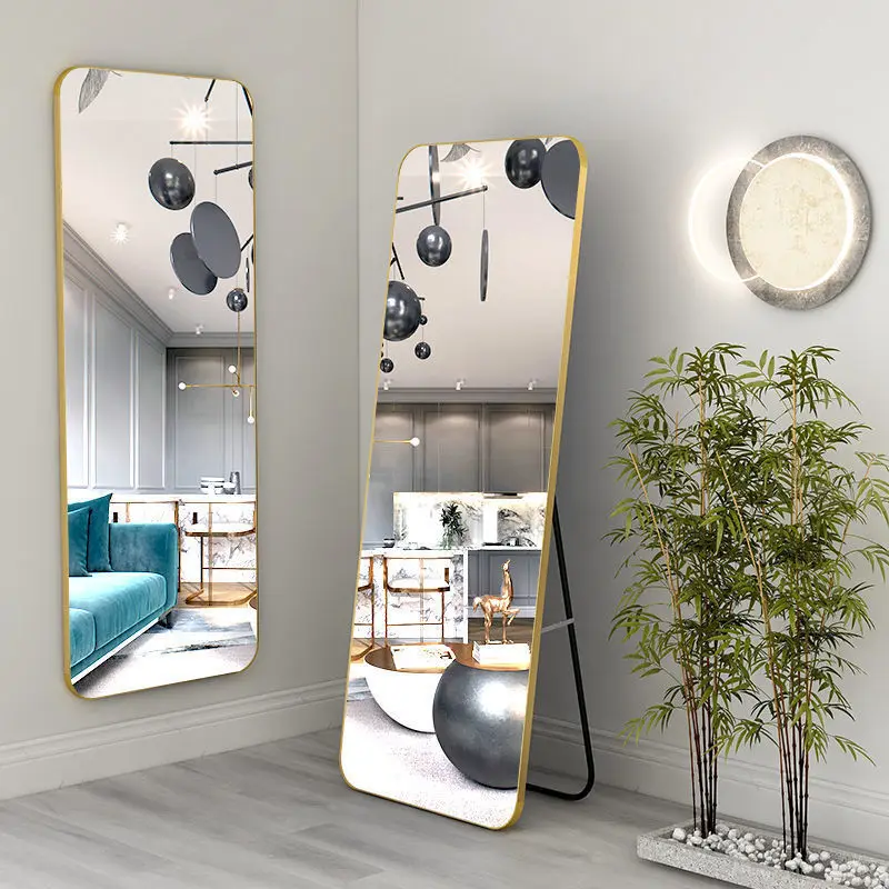 Custom large size black metal frame full body mirror wall mirror standing floor decorative mirror