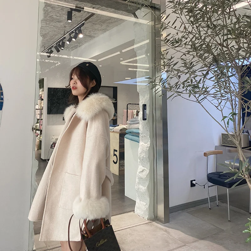 Winter new collar medium length women chinchilla coat faux fur