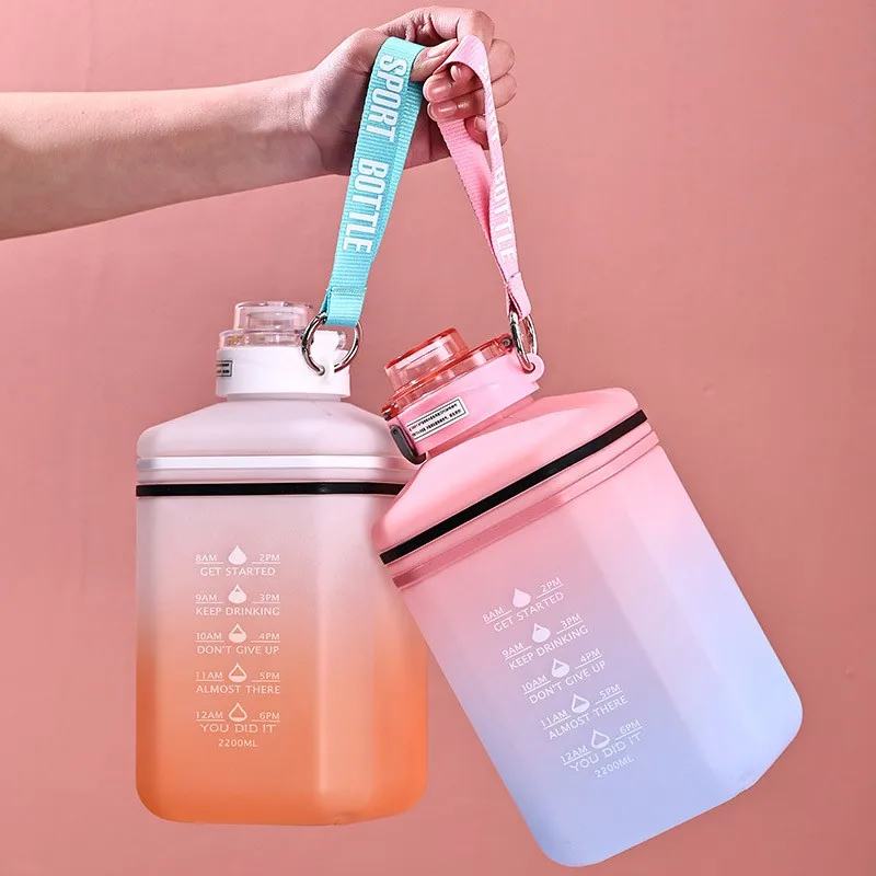 56/64oz Gallon plastic square Water Bottle Leakproof Sports Water Jug with Time Marker Drink Enough Water Throughout the Day
