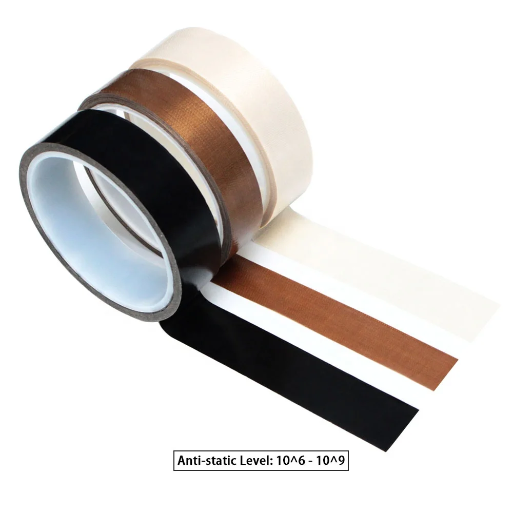 2- Heat Resistant Anti-Static Low-Static ESD PTFE Coated Fiberglass Glass Cloth with Silicone Glue Self Adhesive Tape