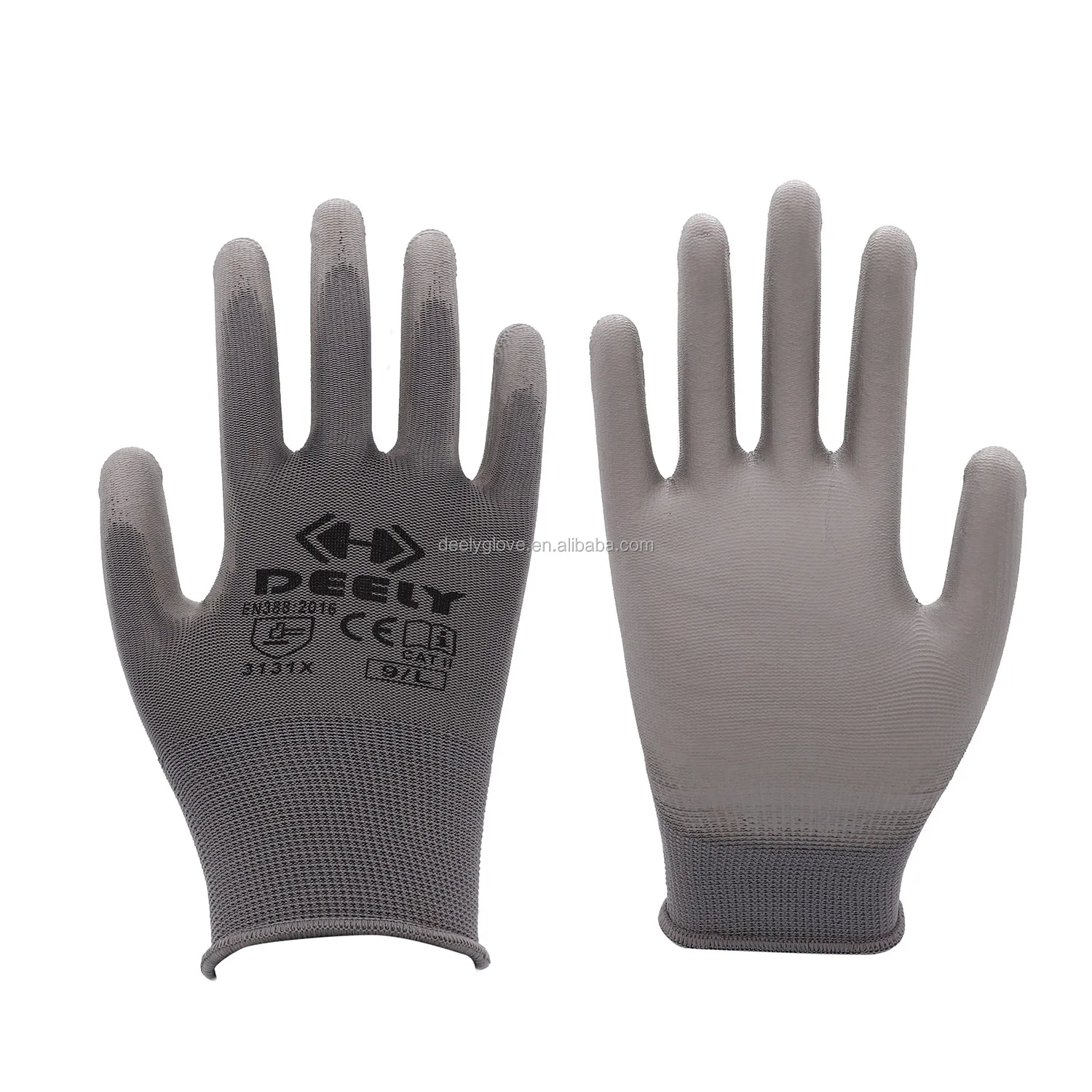 PU Coated Glove With Polyester/Nylon Shell In 13G Safety Gloves 2023