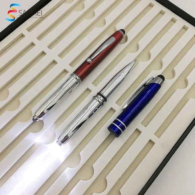 Promotional engraving custom LED metal pen with stylus for medical products