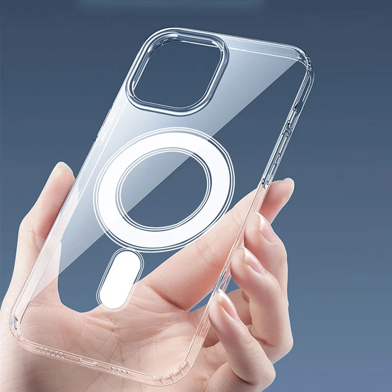For iPhone XR XS Max 11/12/13 Pro Max Crystal Clear Magsafe Silicone Phone Case Magsafe Transparent Magnetic Mobile Phone Case