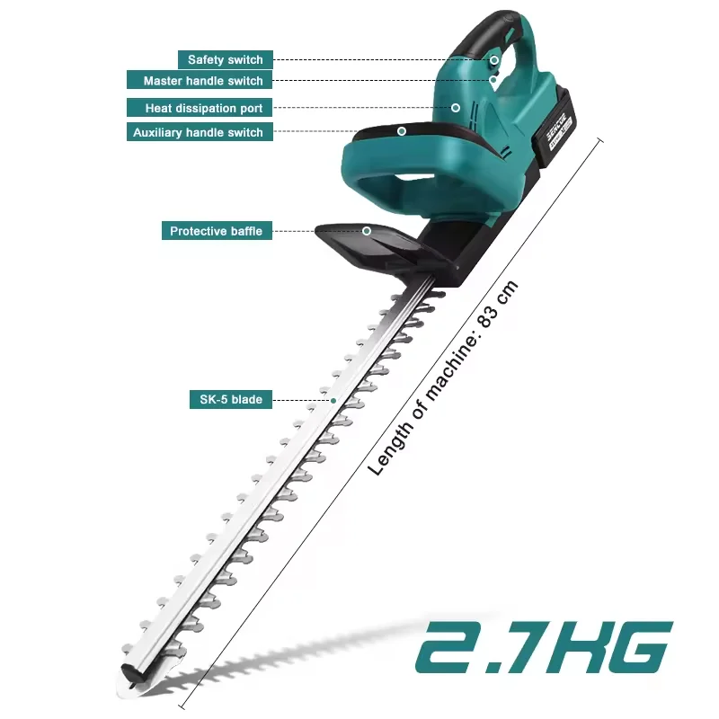 LARIX Garden Electric Cordless Dual Edged Blade Hedge Trimmer Handheld Hedge Bushes Holly Flower Trimmer Cutting Tool