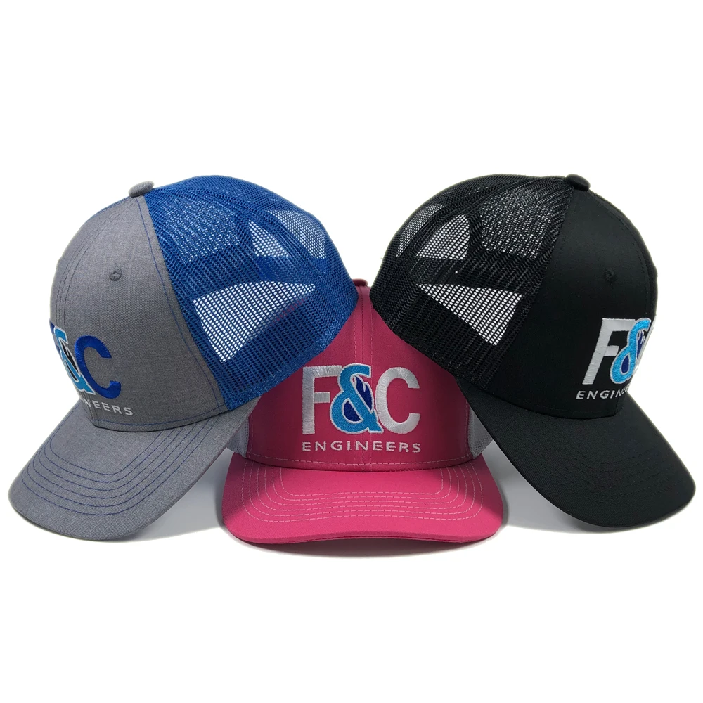 ODM women men hats snapback Custom navy mesh embroidery trucker cap New fashion 6 panel multiple color richardson hat 112