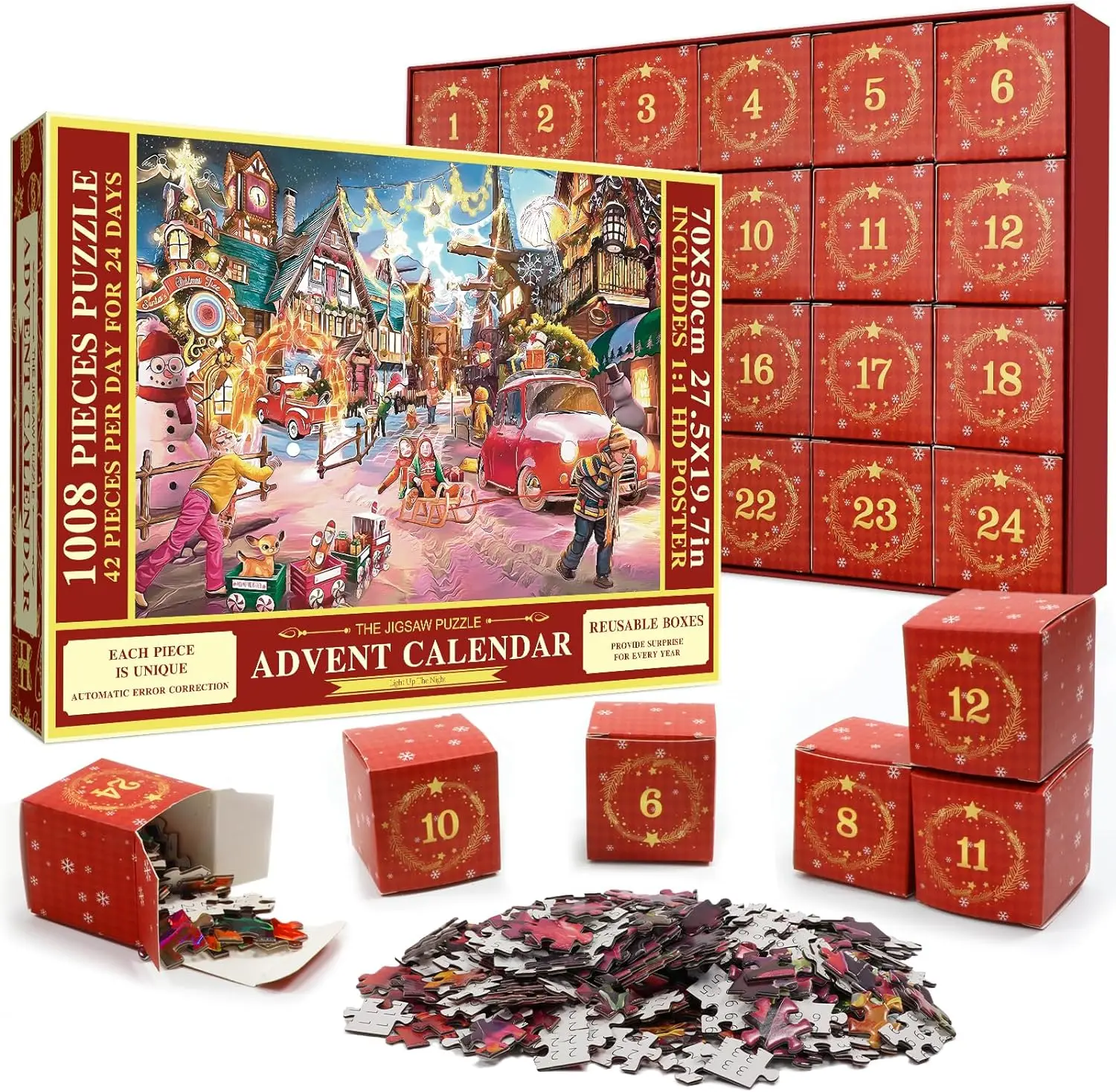 Фабрика-головоломка изготовленный на заказ Адвент-календарь 2024 рождественские головоломки 1008 кусочки пазлы 24 дня календари обратного отсчета