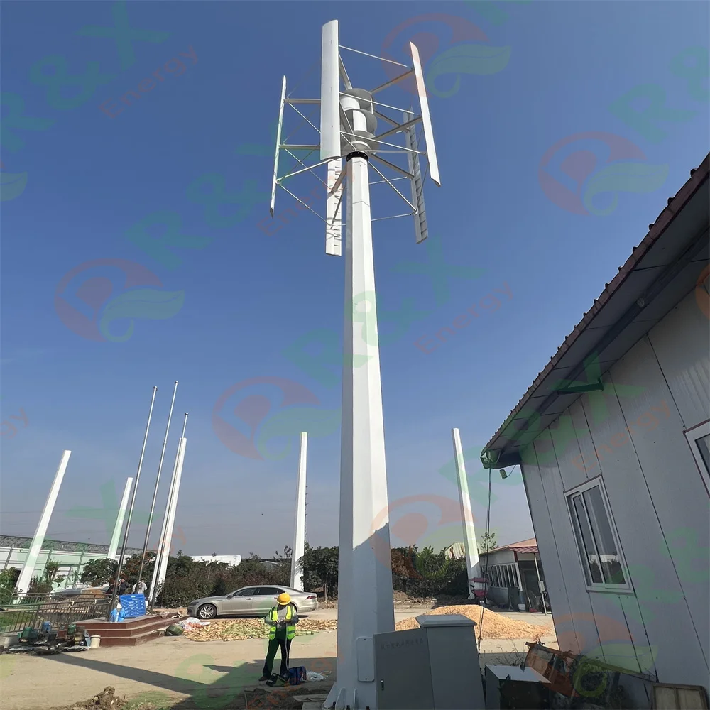 Free Energy Vertical Wind Turbine Generator 3KW 5KW 10KW Low Noise 48v 96v 120v with MPPT Charge Controller