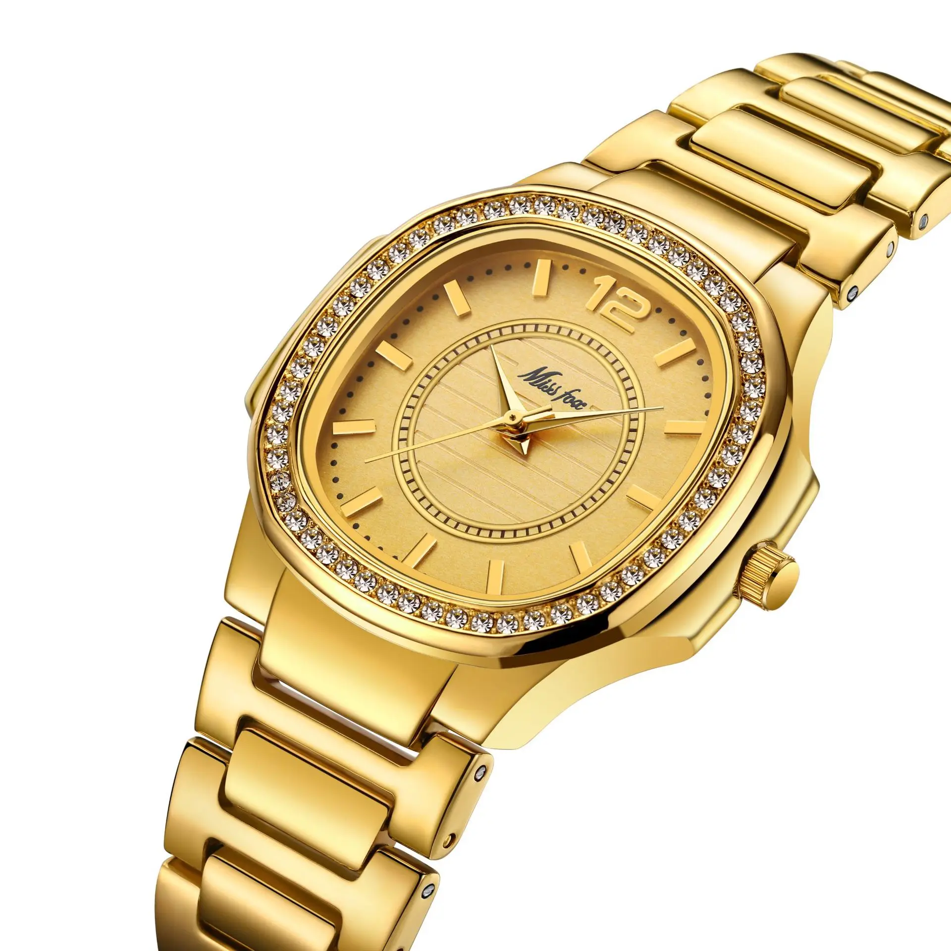 MISSFOX Rose Gold Watch Women Quartz Watches Ladies Top Brand Luxury Stainless Steel Female Wrist Watch Girl Golden Clock Hours