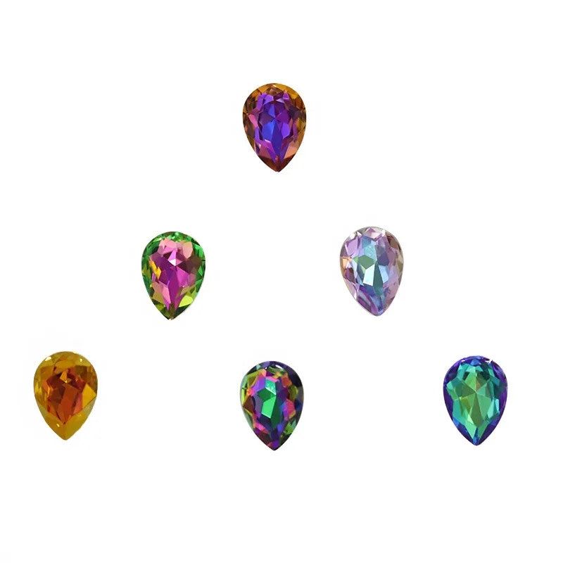 High Quality Multiple Size Crystal AB Color Drop Shape Glass Rhinestones For Accessories