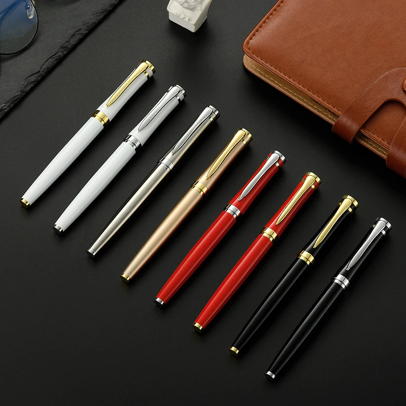 Promotional Product Red Black Gold Metal Ink Fountain Pen Durable Calligraphy Luxurious Pens for Business
