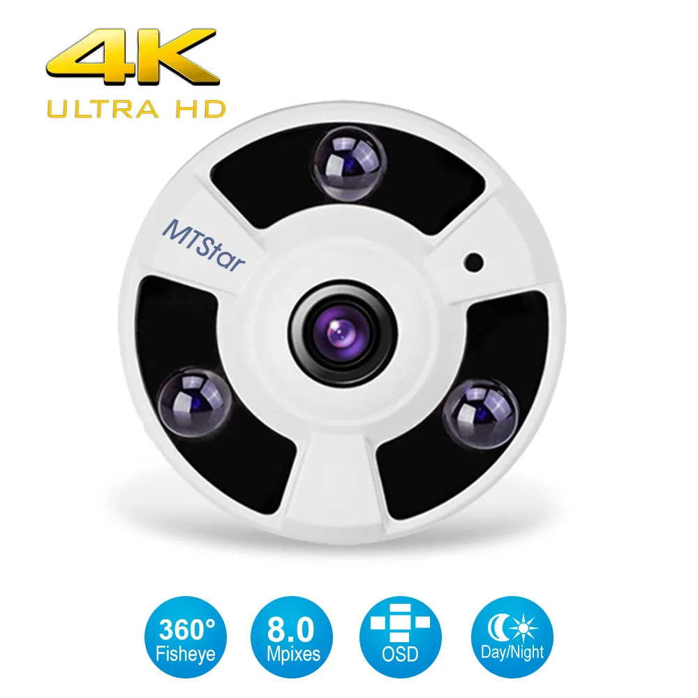  4K 8MP ULTRA HD 360 градусов широкоугольная панорамная камера наблюдения рыбий глаз поддержка 8mp TVI /CTV/CVBS