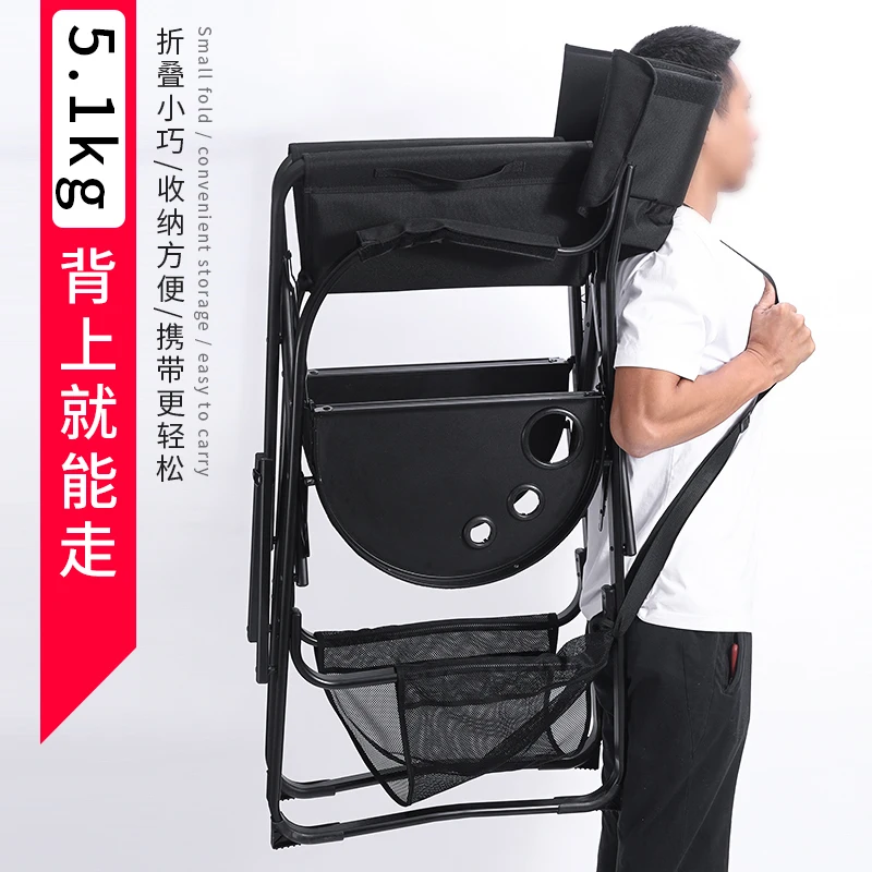 Heavy Duty Camping Chair with Side Table, Portable Folding Directors Chair for Backyard Beach Picnic Lawn XY-697