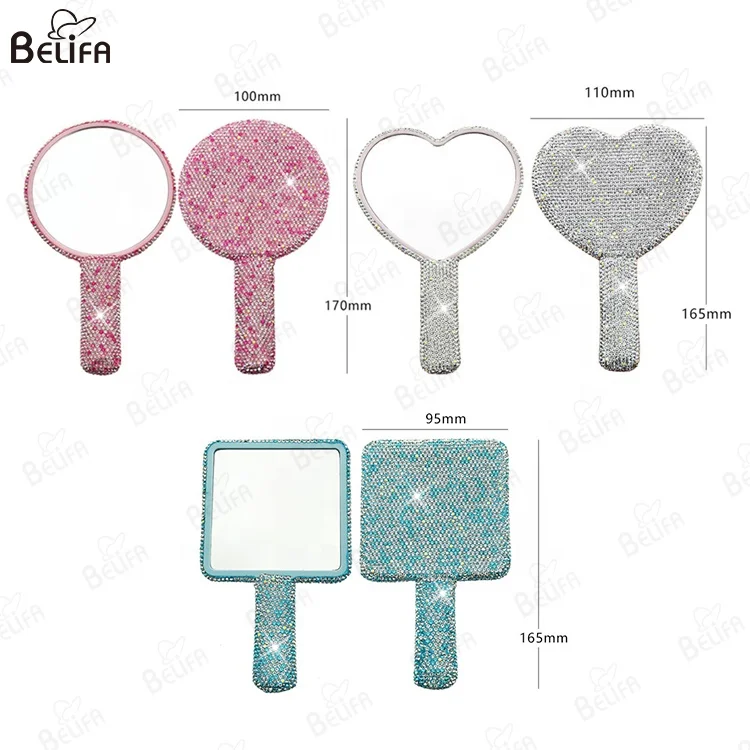 New Portable Eyelash Extensions Diamond Mirror Make Up Mini handheld hand held vanity Makeup mirrors Beauty handheld mirror