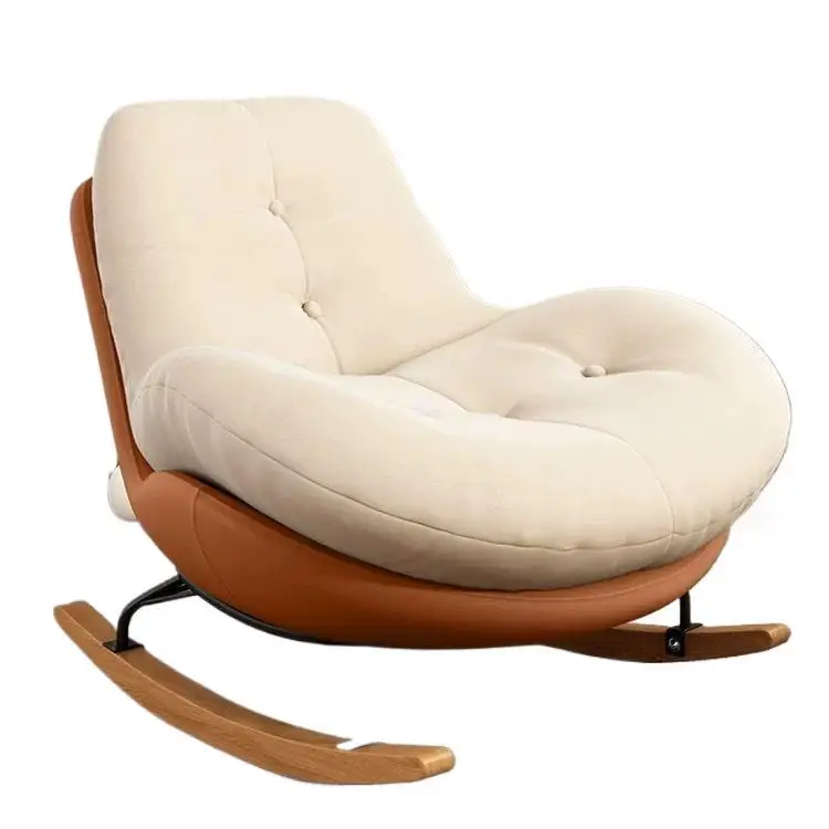 Single Adult Recliner Comfortable Thickened Wood Penguin Rocking Chair Living Room Bedroom Balcony Home Leisure Lazy Sofa Style