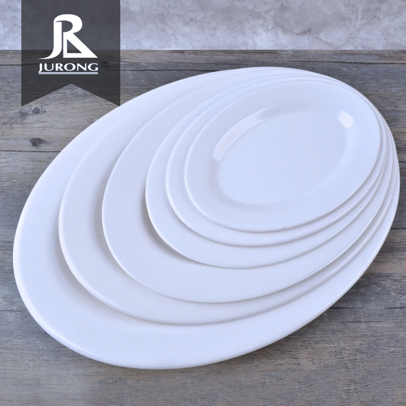 Wholesale white buffet serving dish plastic charger dinner melamine restaurant oval plate