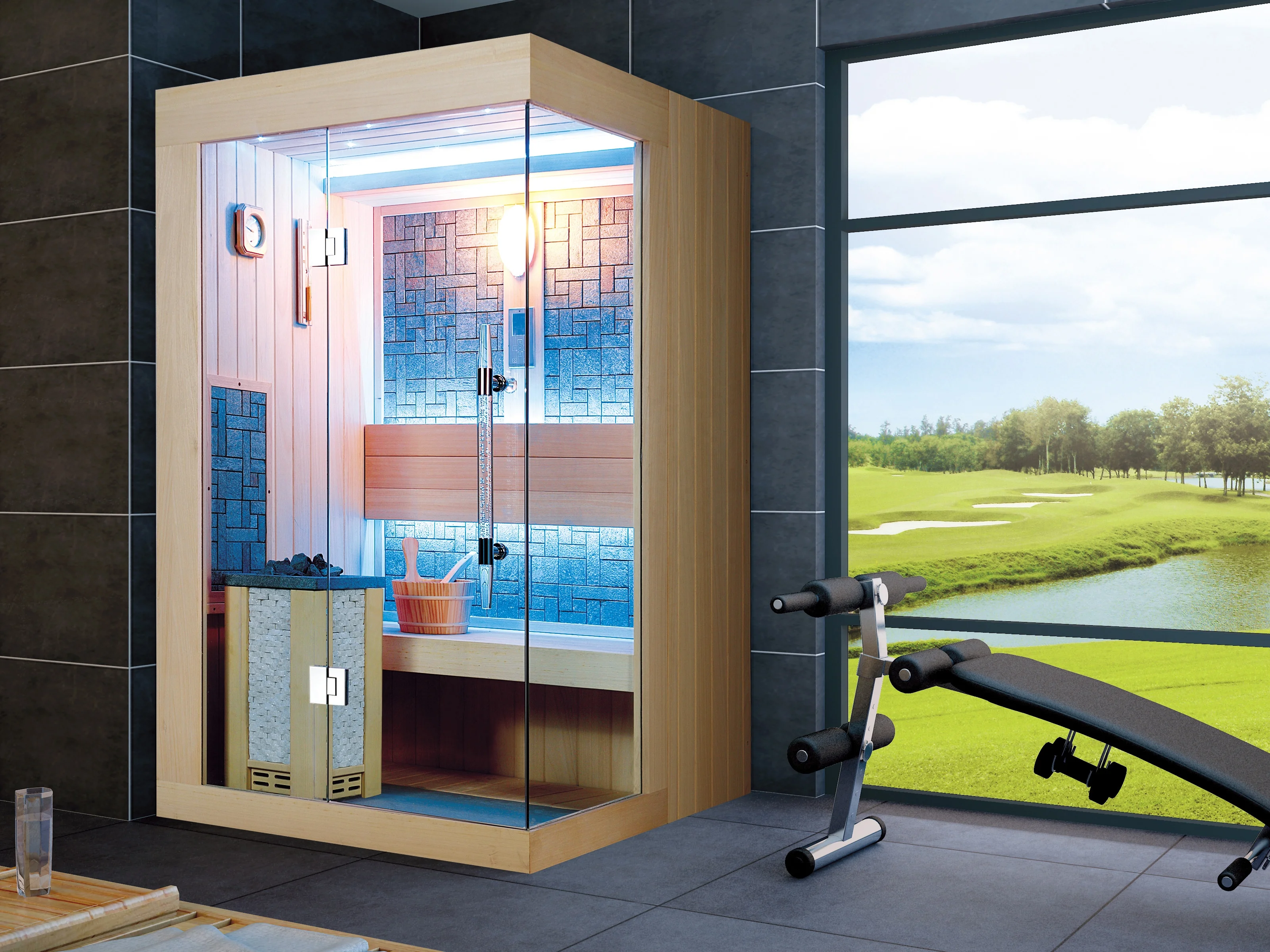 MEXDA Wood Dry Steam Sauna Room Indoor Bath Traditional Sauna House 2 People Sauna Bath Price WS-1252C