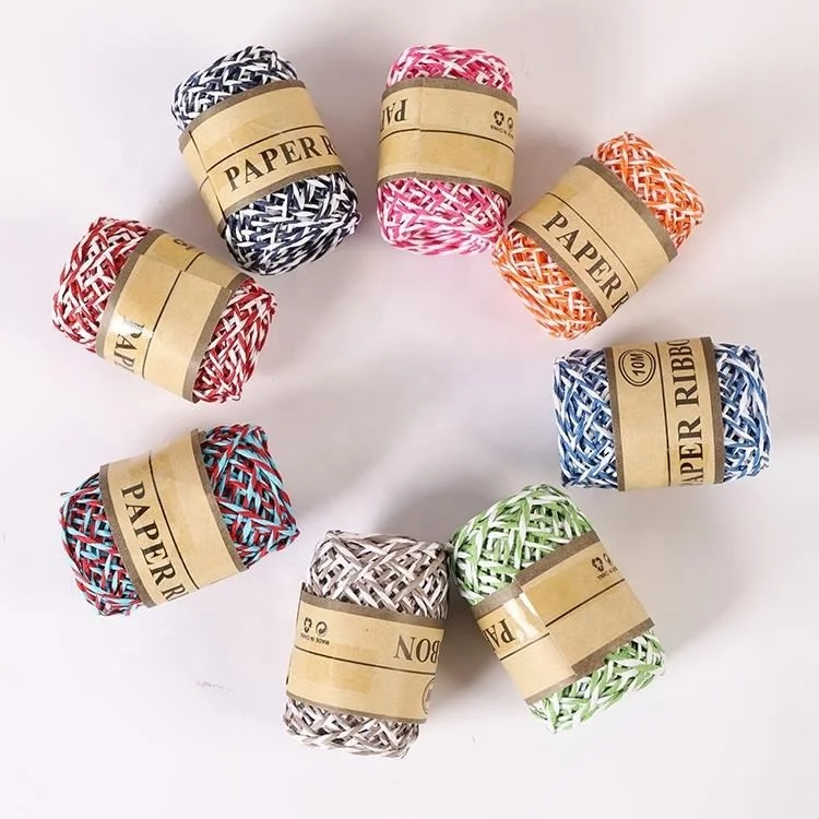 24 Rolls Raffia Stripes Paper String for DIY Making Twisted Paper Craft String/Cord/Rope