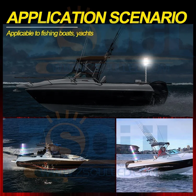 Top White Light LED All-Around Stern Pole Light Chasing Color By Remote Control LED Mount Marine Stern Light For Boat