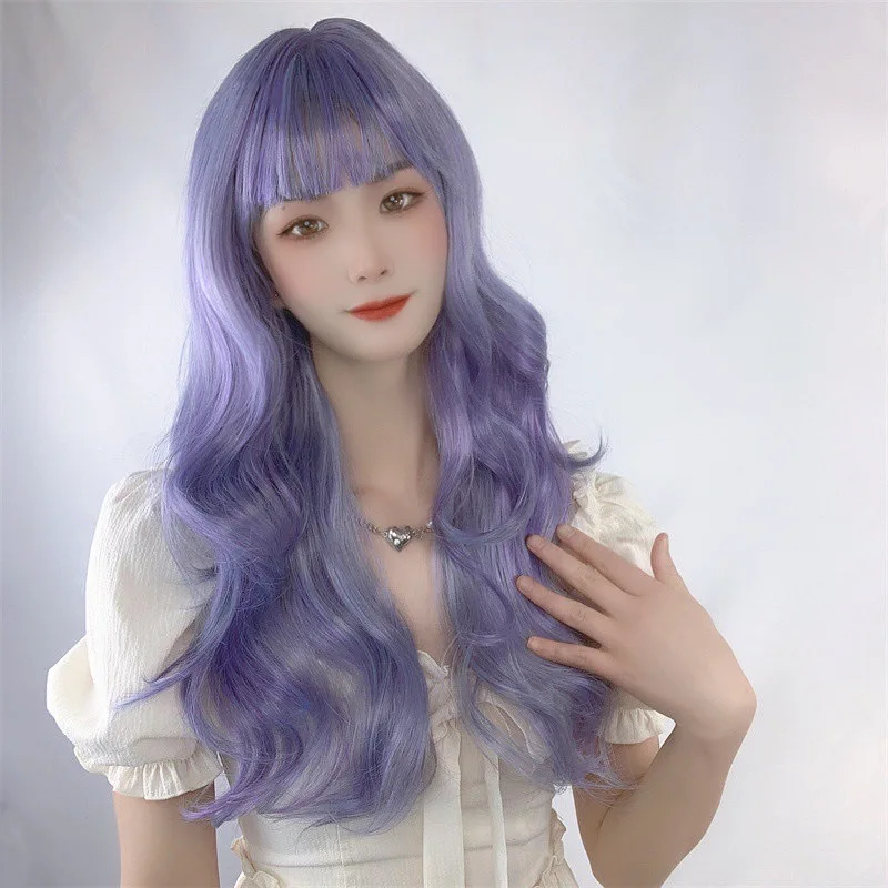 Long hair natural full head cover long curly hair Internet celebrity big wave temperament artificial human hair wig