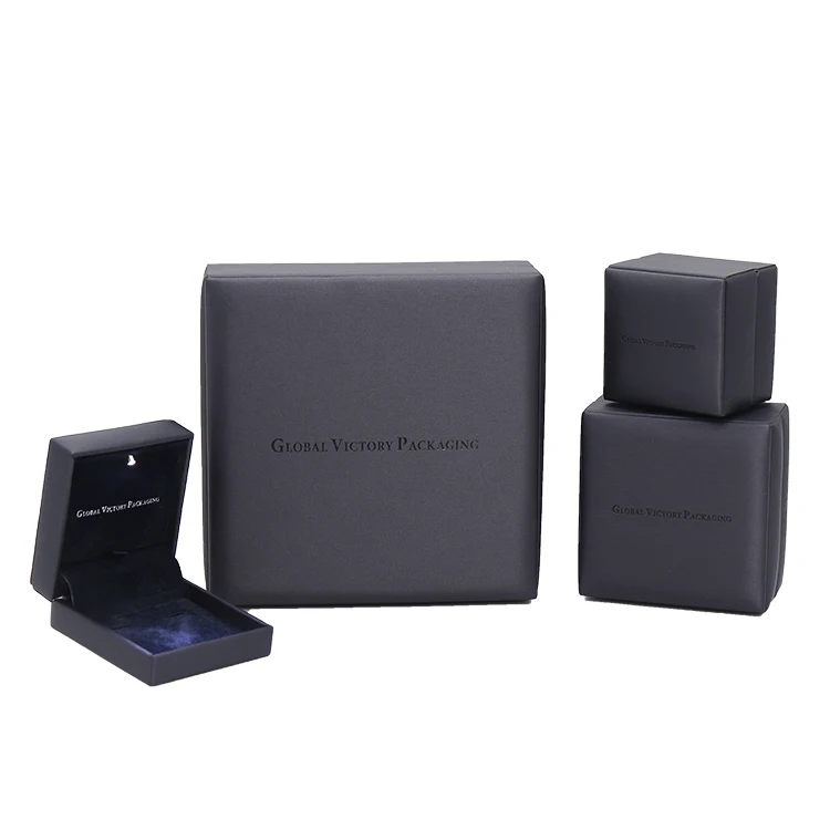 Custom Luxury High Quality Double Ring Jewelry Box With Led Light