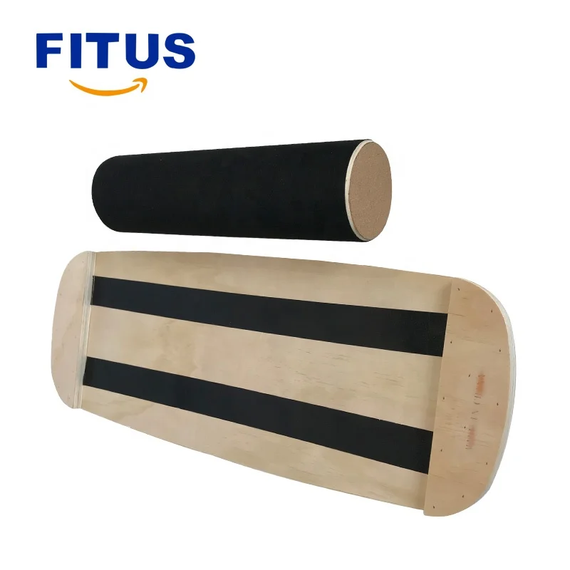 
FITUS New Design Wooden Balance Board With Cork Surface and Solid Cork Roller 