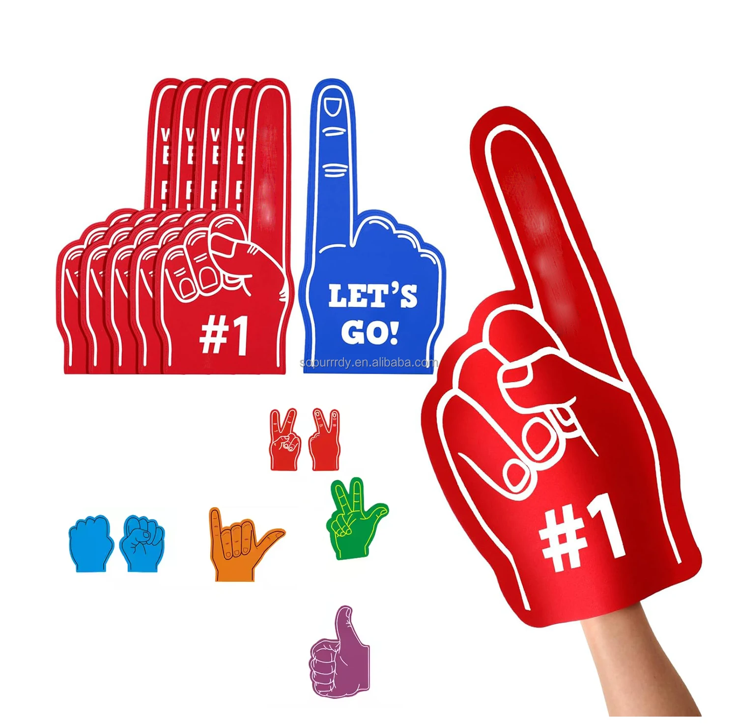 Custom Logo Printing Foam Finger Foam Hand Baseball Foam Fingers Cheerleading for Sports Celebration