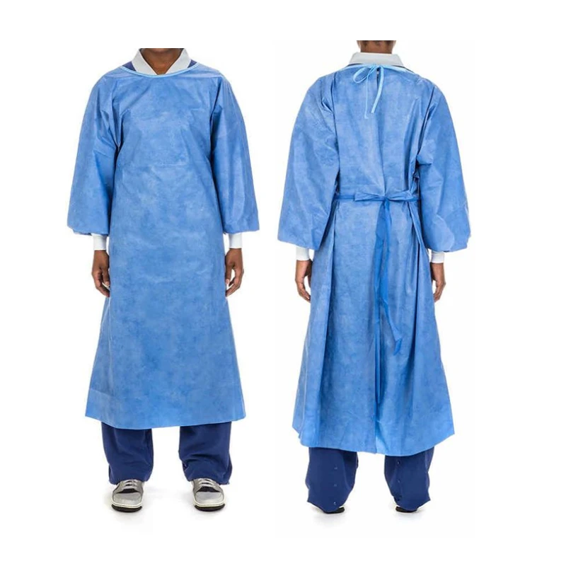 ASTM F739-12 Disposable Doctor Poly-coated SMS Chemotherapy Gown Lab Isolation Gown Level 4 Waterproof Chemo Gown