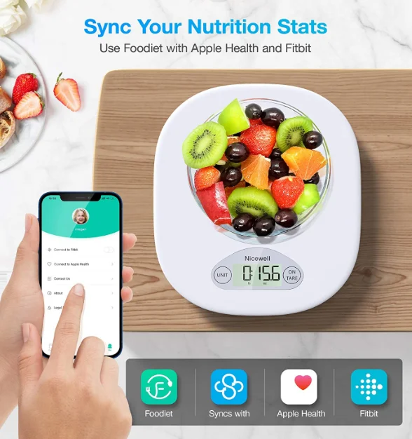 
Food Nutrition Smart Scale, Calorie Protein Analyzer Kitchen Scale for Baking, Cooking and Coffee Scale with 