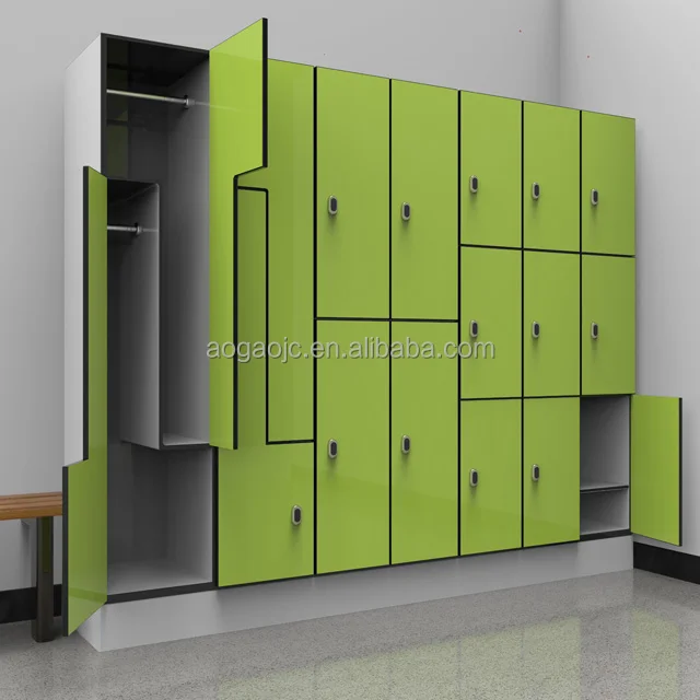 Compact Laminate Smart Digital Locker Cabinet HPL Storage Lockers