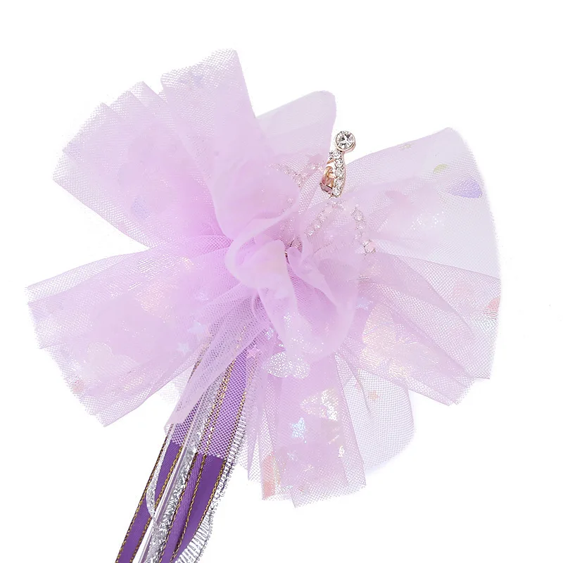 Princess Party Kids Girls Cosplay Costumes Tulle Magic Wands Lovely Crown Sparklers Glitter Fairy Stick Fairy Wand with Ribbons
